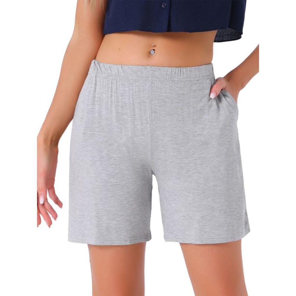 Modal Soft Comfy Pajama Bottoms with Pockets Boxer Shorts Sleepwear Light Grey